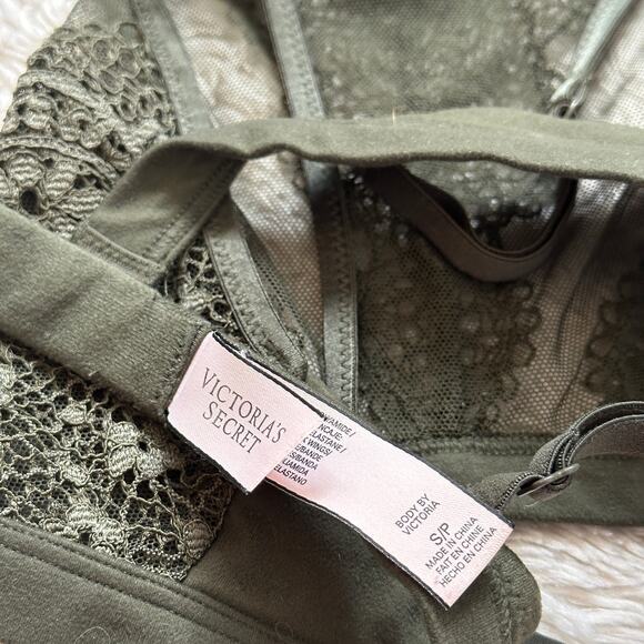 Victoria's Secret Body S Lace Bralette Olive Green Fairy Grunge Boho Whimsygoth - Picture 2 of 5